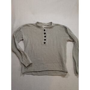 america eagle gray knit henley sweater size XS oversized cotton‎ blend